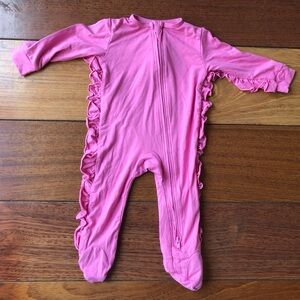Sweet Bamboo Pink Ruffled Newborn Footie